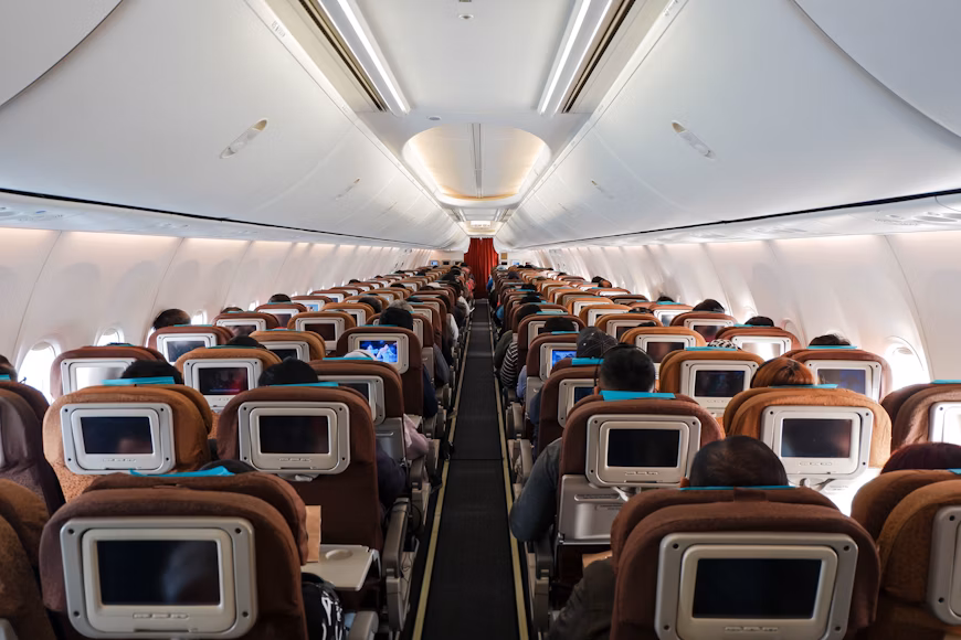 The new Economy Class cabin on an Air India aircraft.